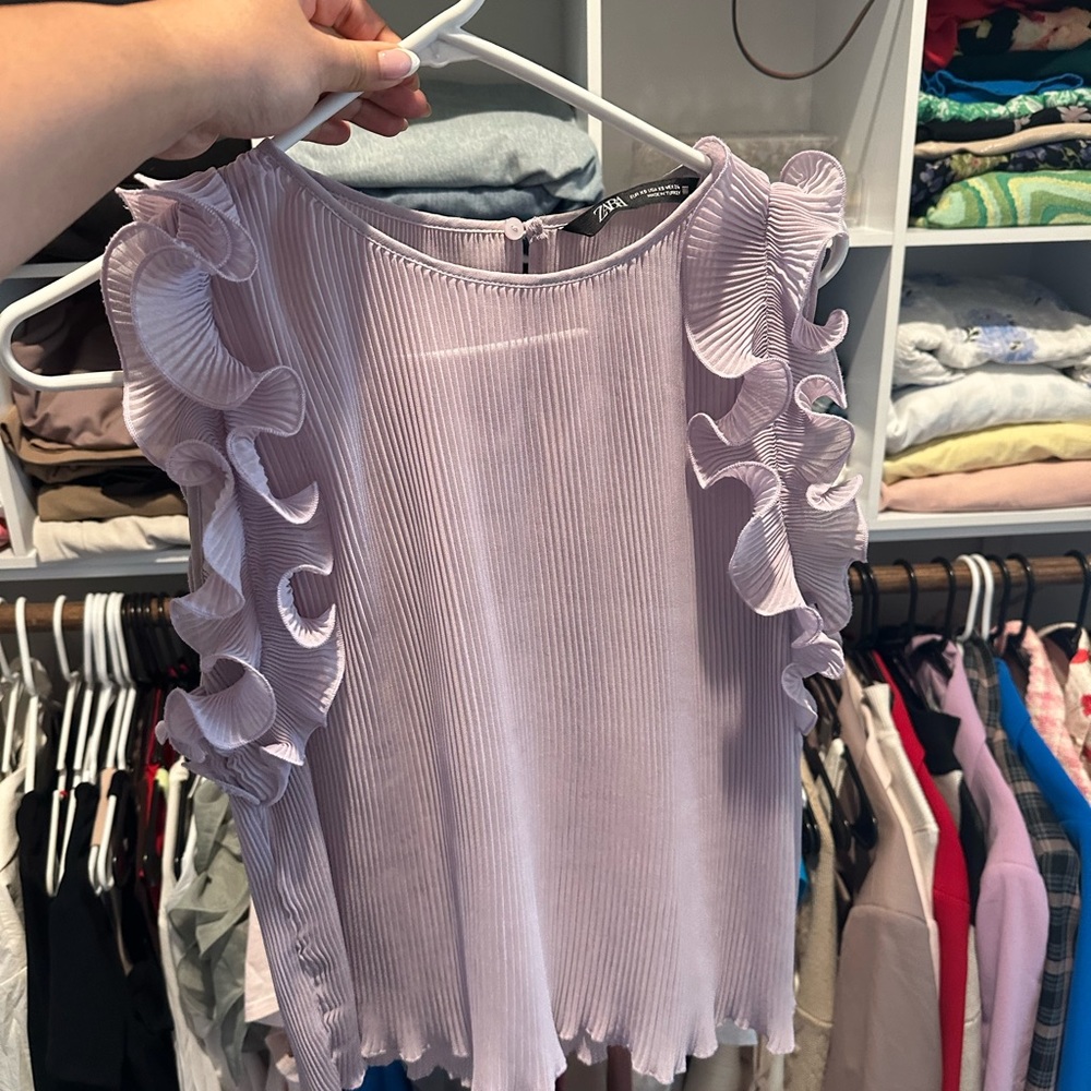 Lavender ruffle top